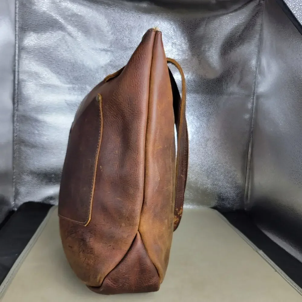 Cageless Birds Leather Tote Bag Large Shoulder Purse Brown Handcraft Minimalist - Picture 6 of 13